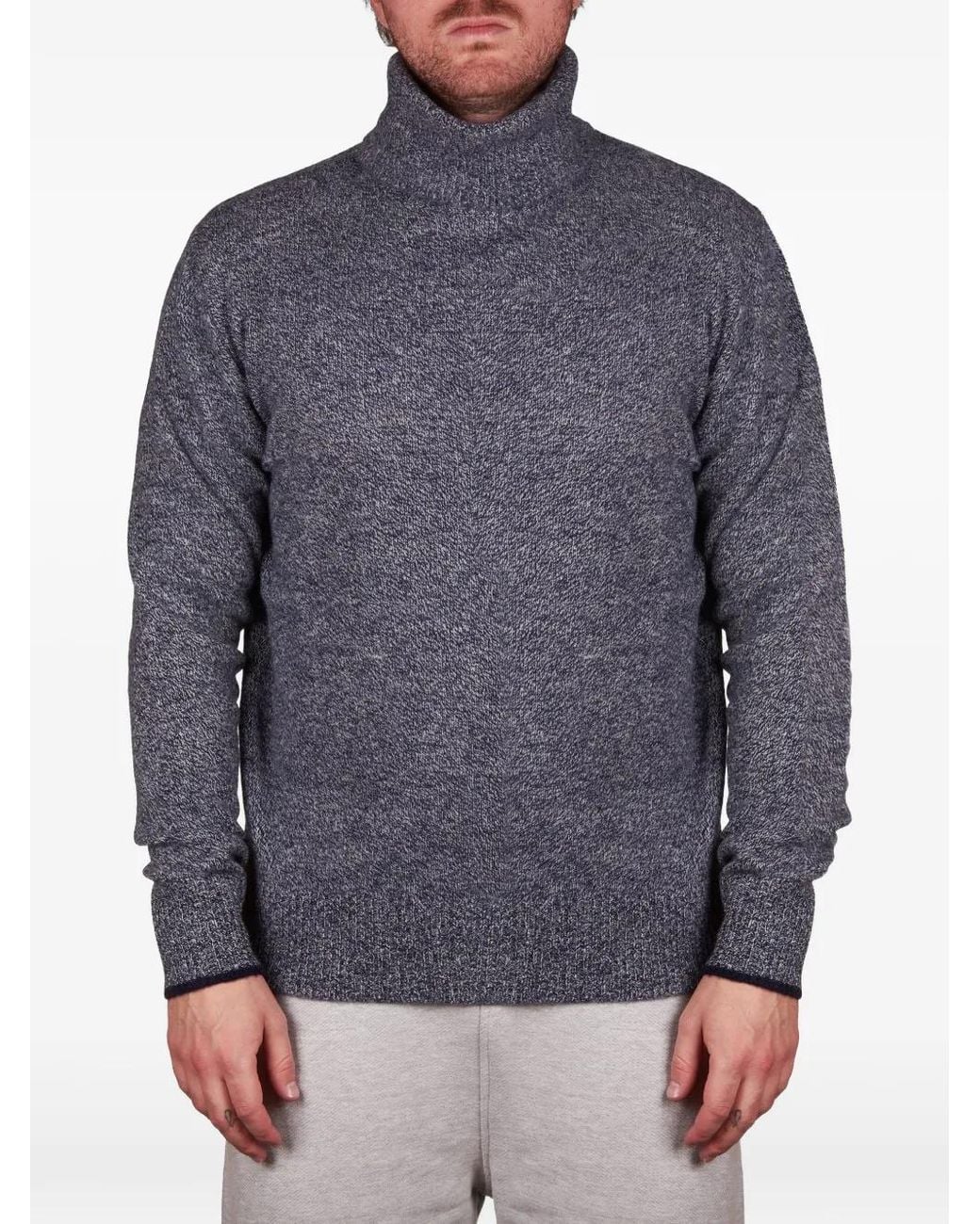 Altea Blue Marl-Knit Roll-Neck Sweater for men