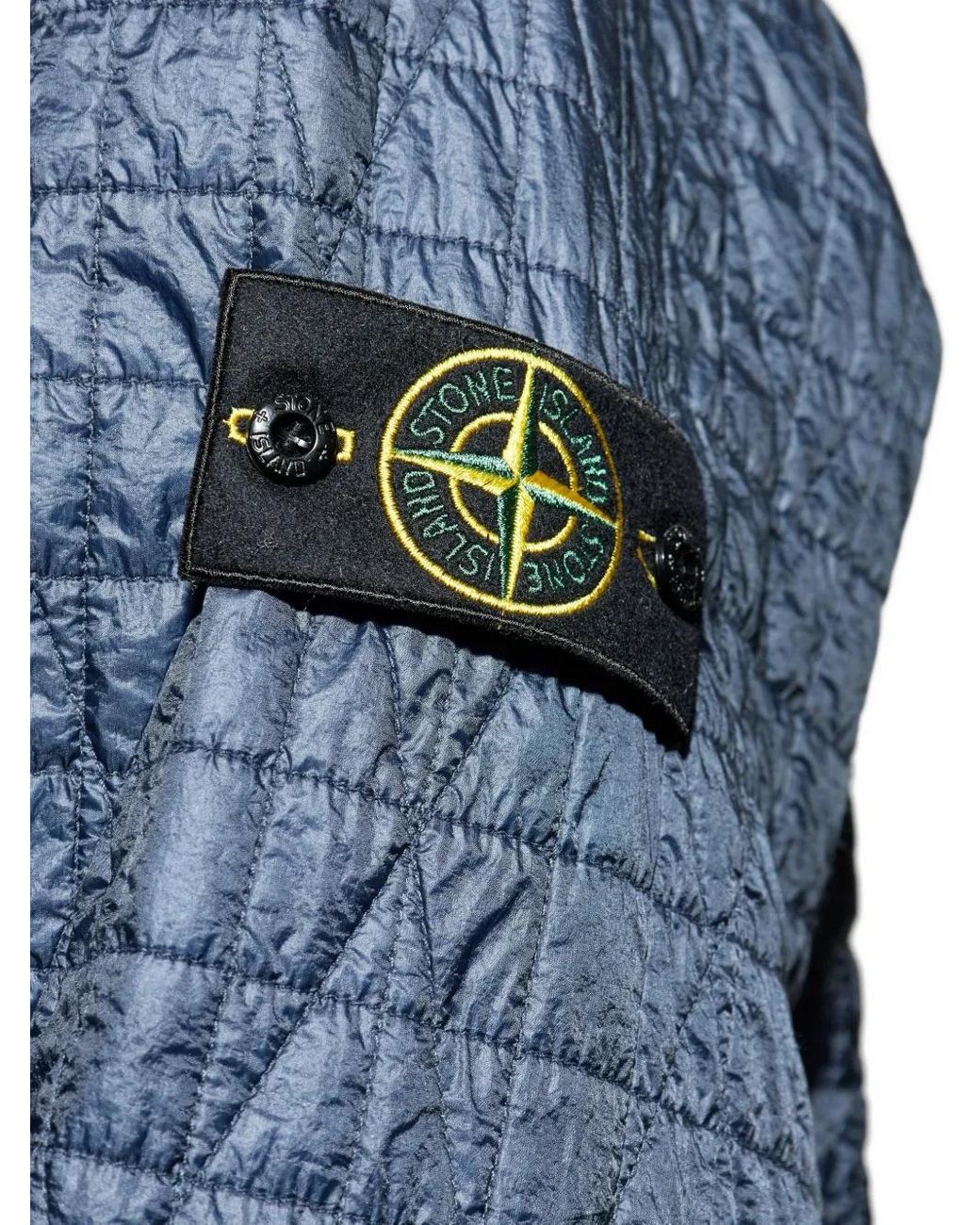 Stone Island Blue 4100023 Quilted Logo-Patch Jacket for men