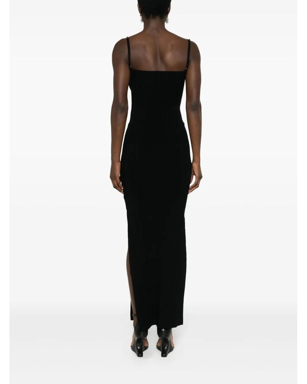 M I S B H V Black Fine-Knit Maxi Dress