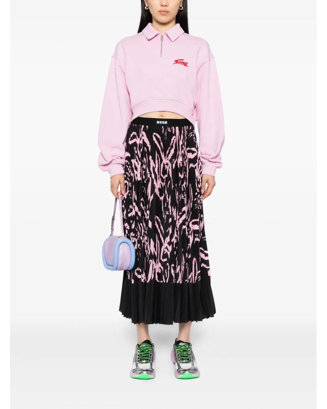 MSGM Pink Logo-Embroidered Top