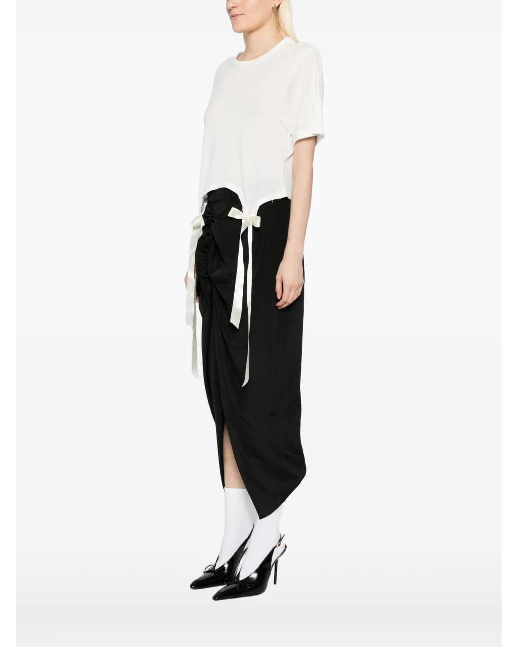 Simone Rocha White Bow Tail Easy T-Shirt