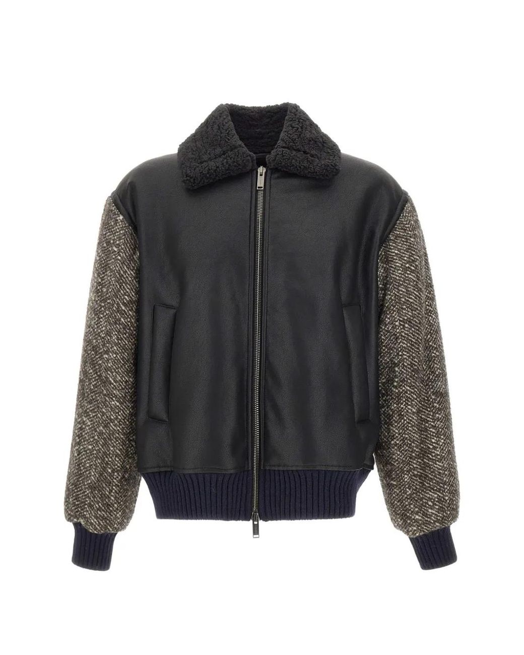 Iceberg Black Faux-Leather Panel Jacket for men