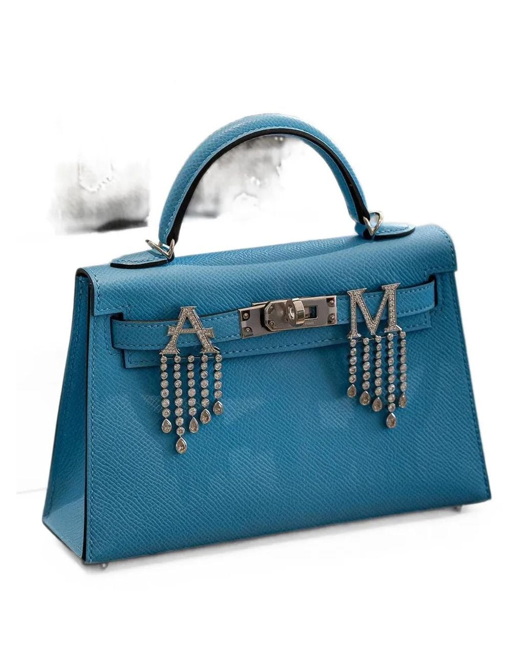 Ashna Mehta White Diamond Waterfall Initial Bag Charm