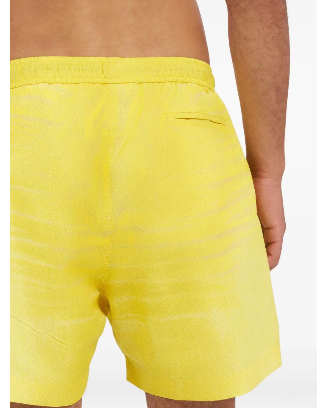 Roberto Cavalli Yellow Drawstring-Fastening Swim Shorts for men