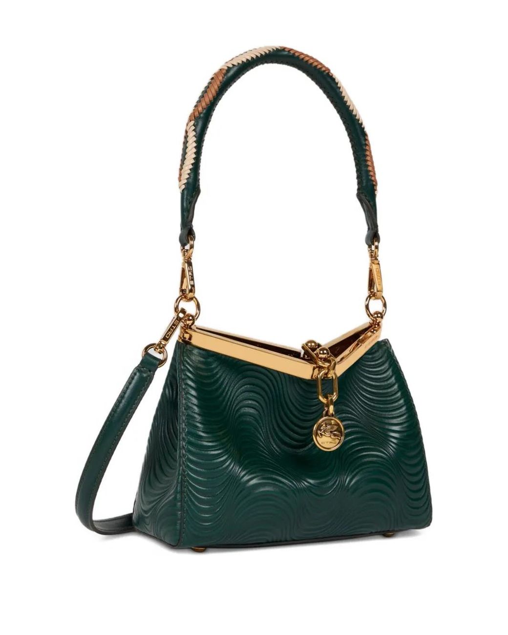 Etro Green Small Vela Bag With Wavy Motif
