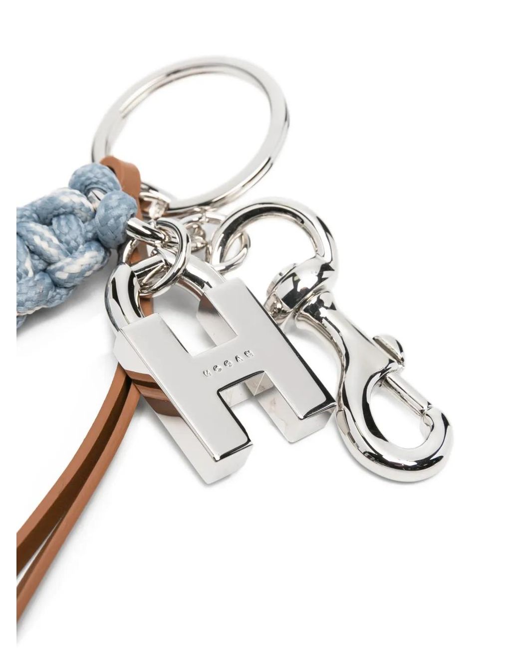 Hogan White Leather Keyring