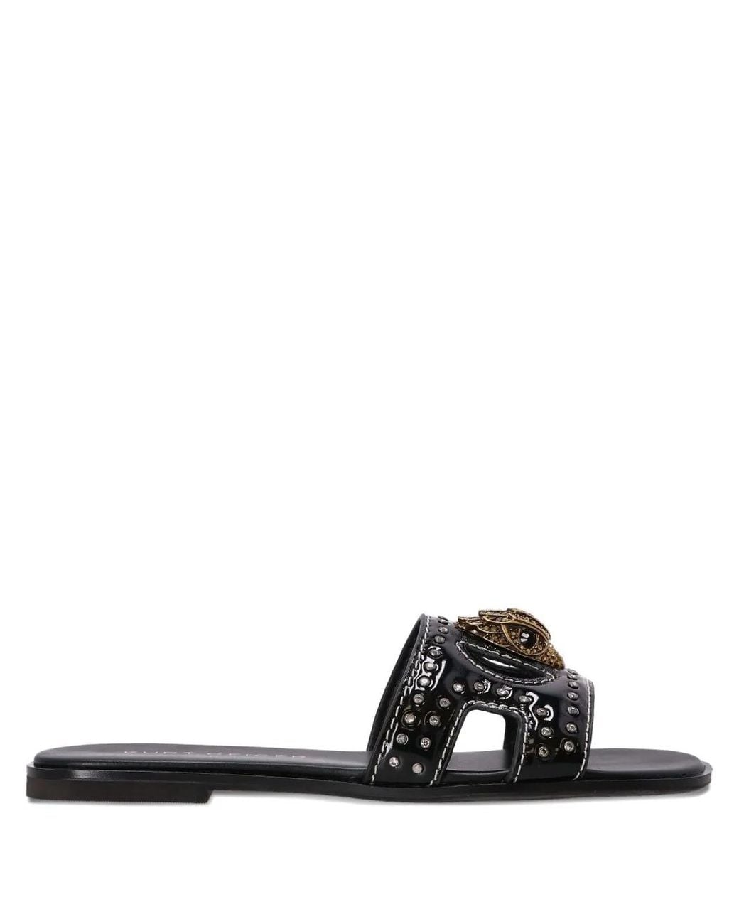 Kurt Geiger Black Eagle-Charm Cut-Out Sandals