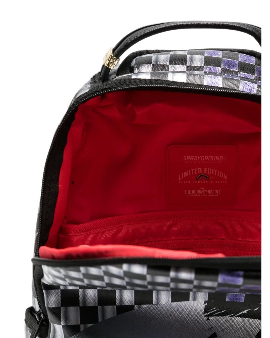 Sprayground Gray Sac À Dos À Imprimé Requin Et À Carreaux for men