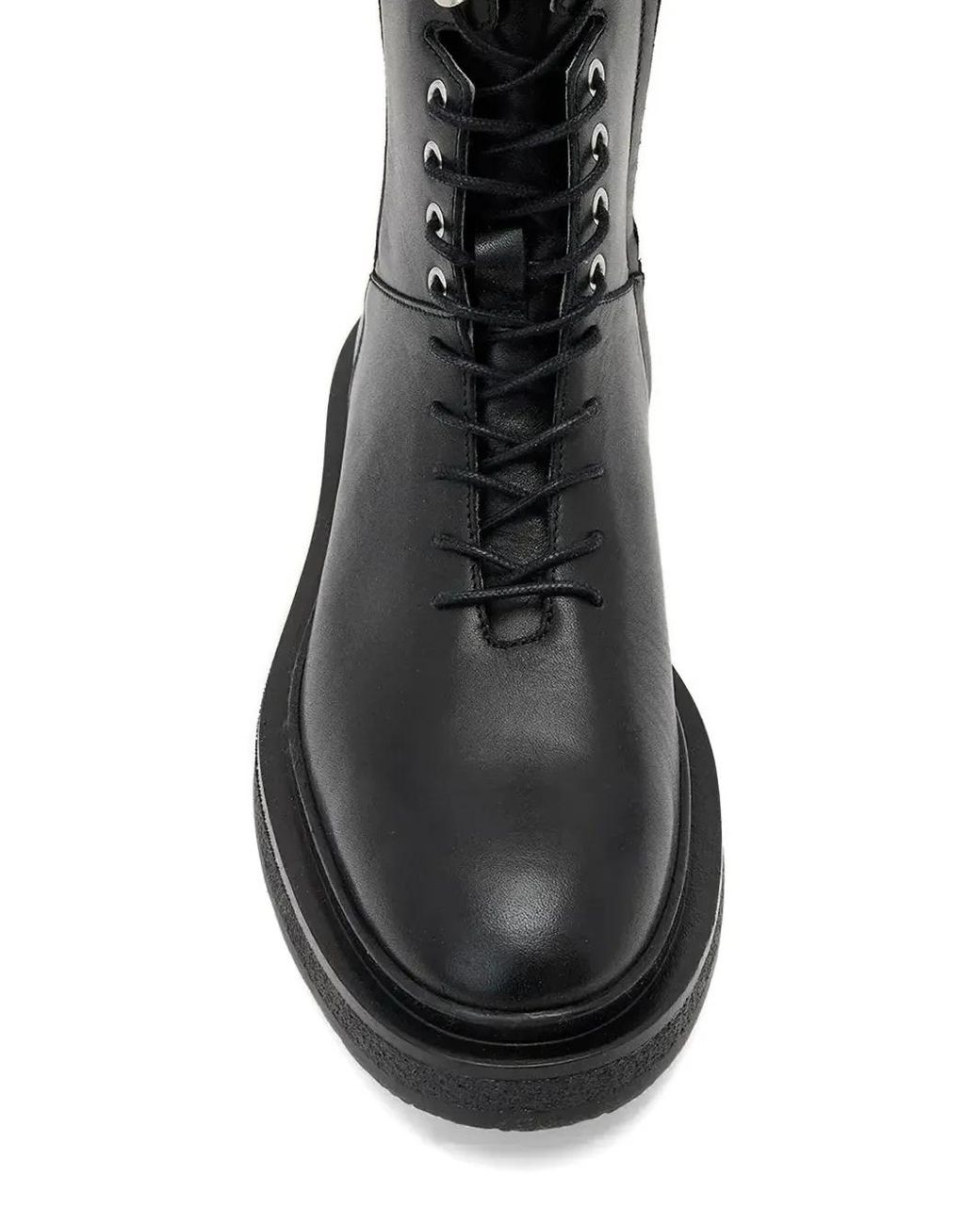AllSaints Black Escher Lace-Up Zip Combat Boots
