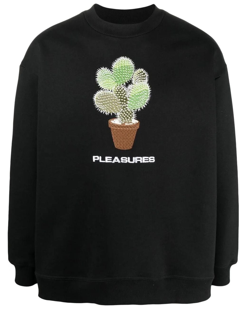 Pleasures Black Spike Embroidery Rib-Trimmed Sweatshirt for men