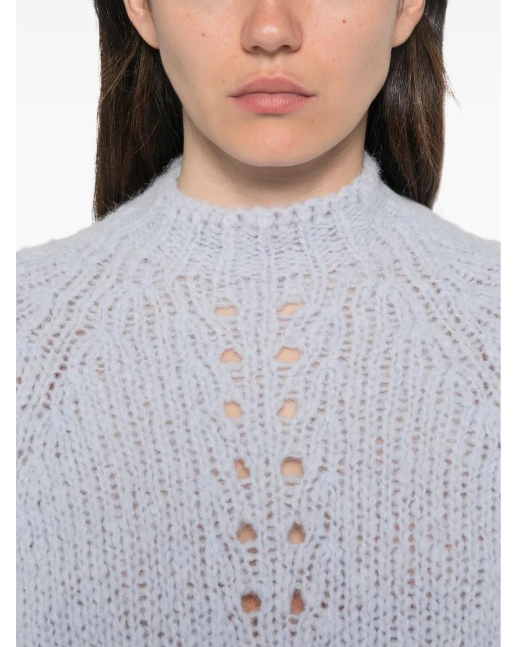 Twinset White Pointelle-Knit Raglan-Sleeve Sweater