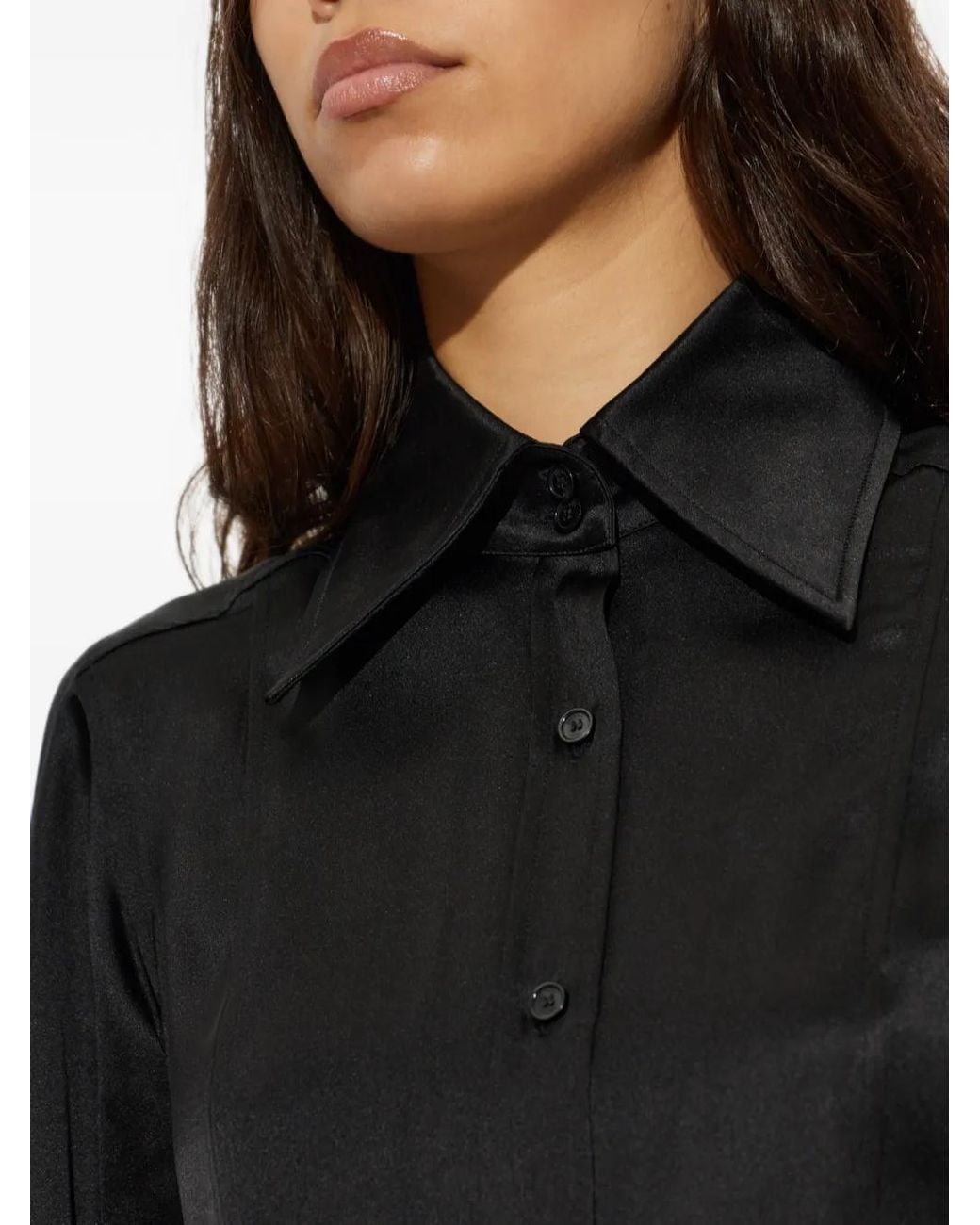 Balmain Black Silk Satin Shirt