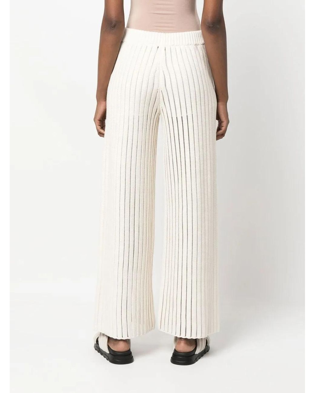 Fabiana Filippi Natural Ribbed Wide-Leg Trousers