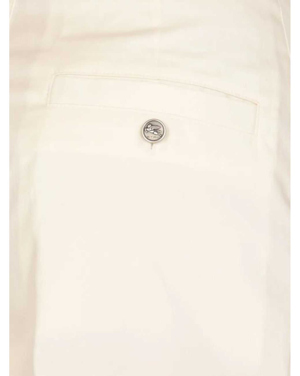 Etro White Button-Fastening High-Waist Shorts