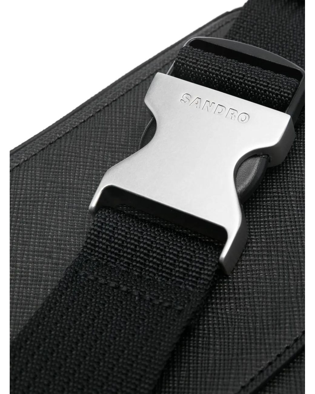 Sandro Black Small Reconstitued Leather Bag for men