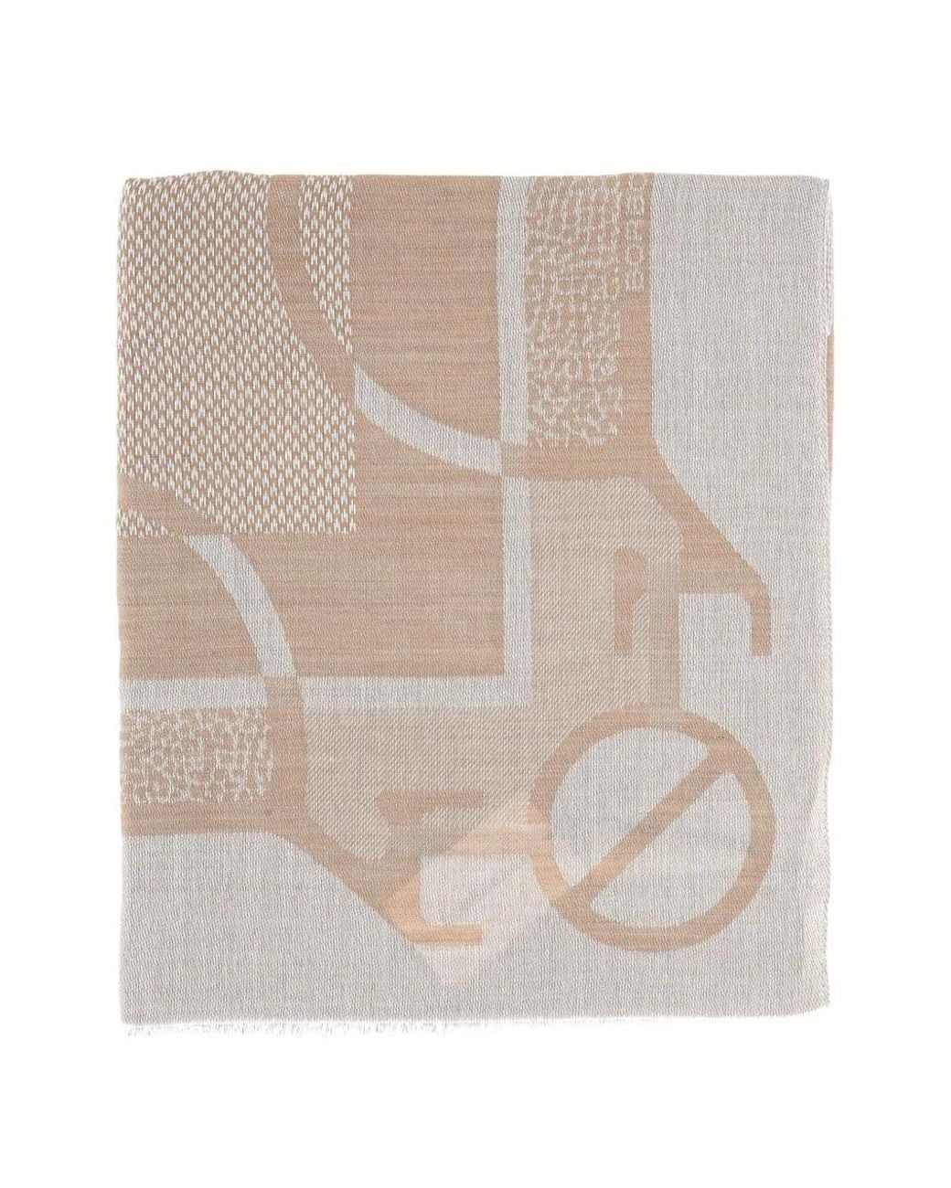Borbonese Natural Logo-Print Fringed Scarf