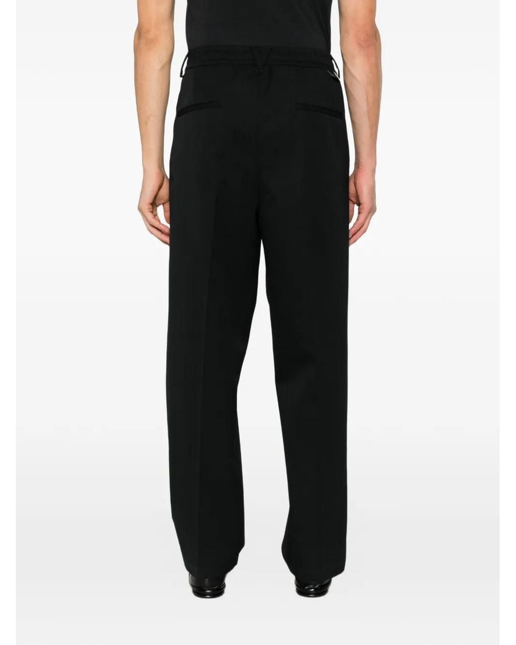 Low Brand Black Zeta Pleated Straight-Leg Trousers for men