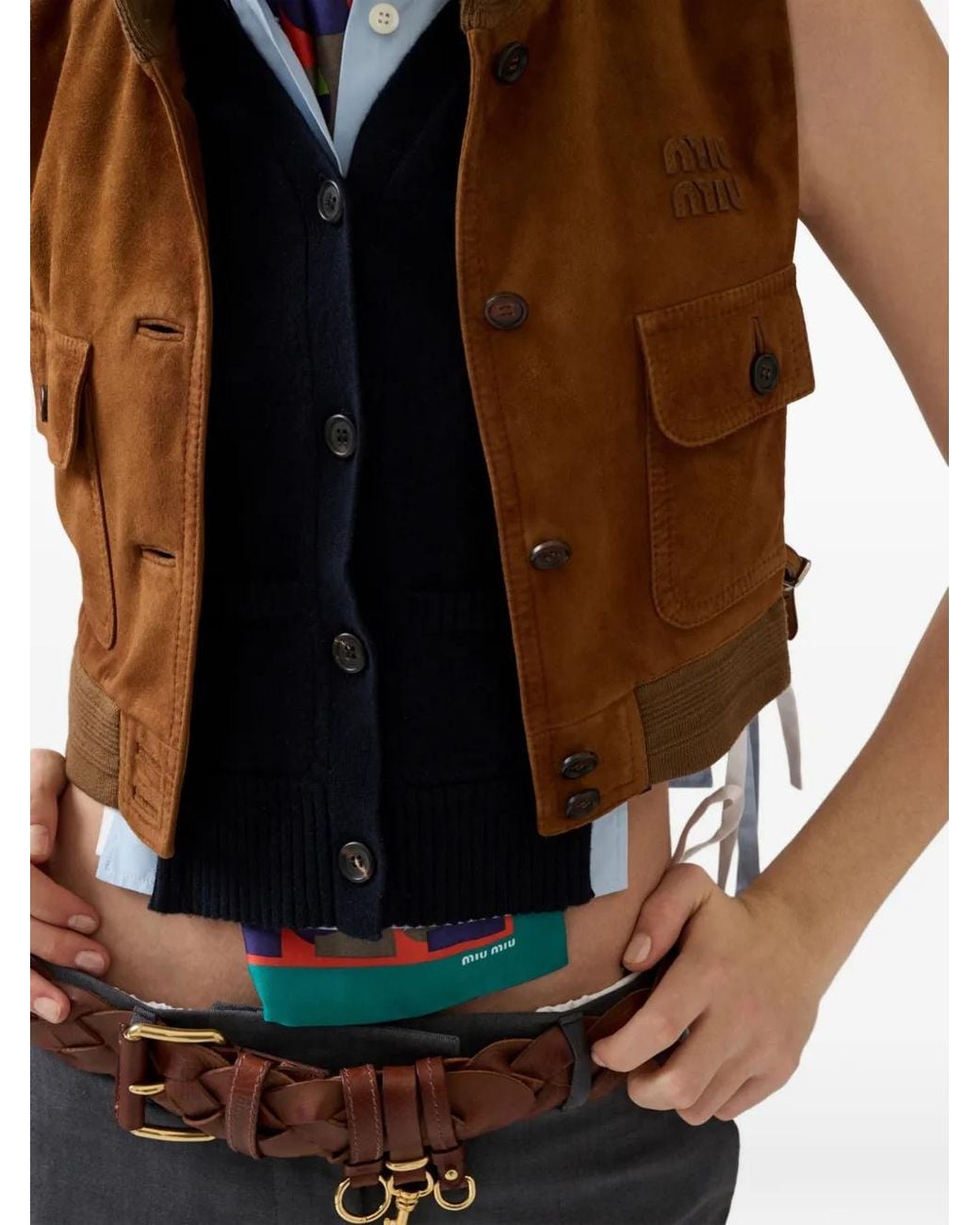 Miu Miu Blue Cashmere Cardigan Vest