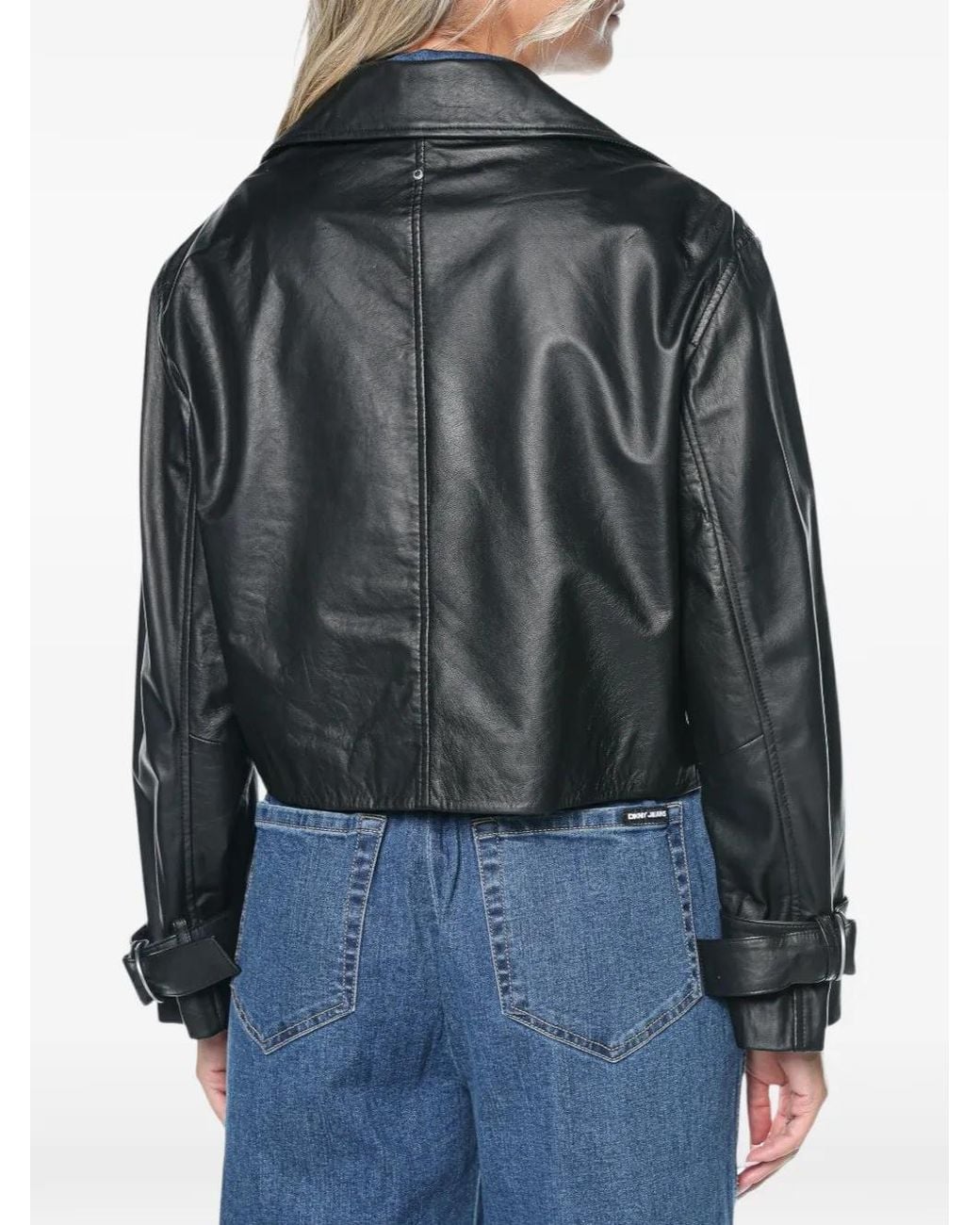 ARMANI EXCHANGE Black Double-Breasted Leather Jacket