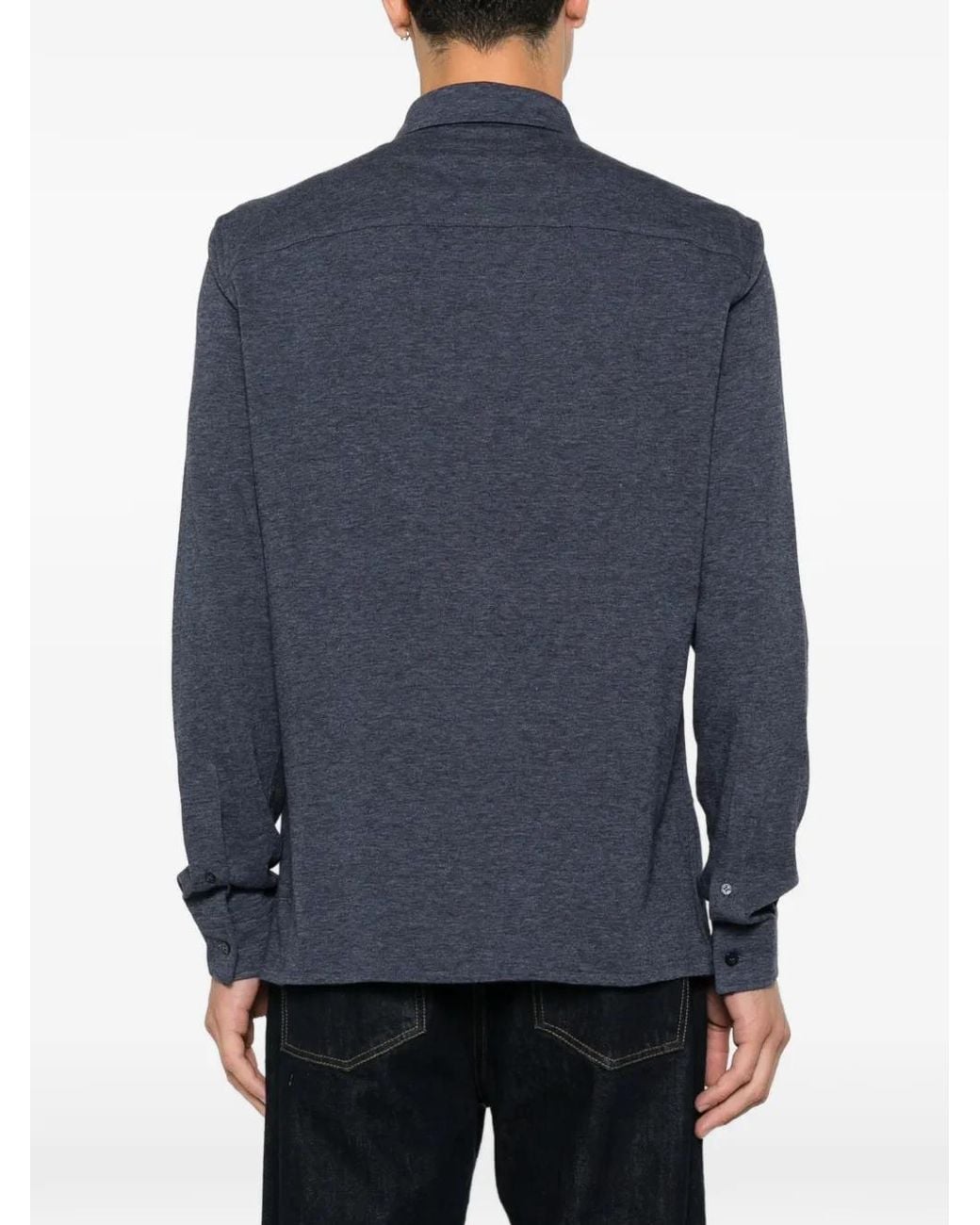 Etro Blue Button-Up Long-Sleeve Shirt for men
