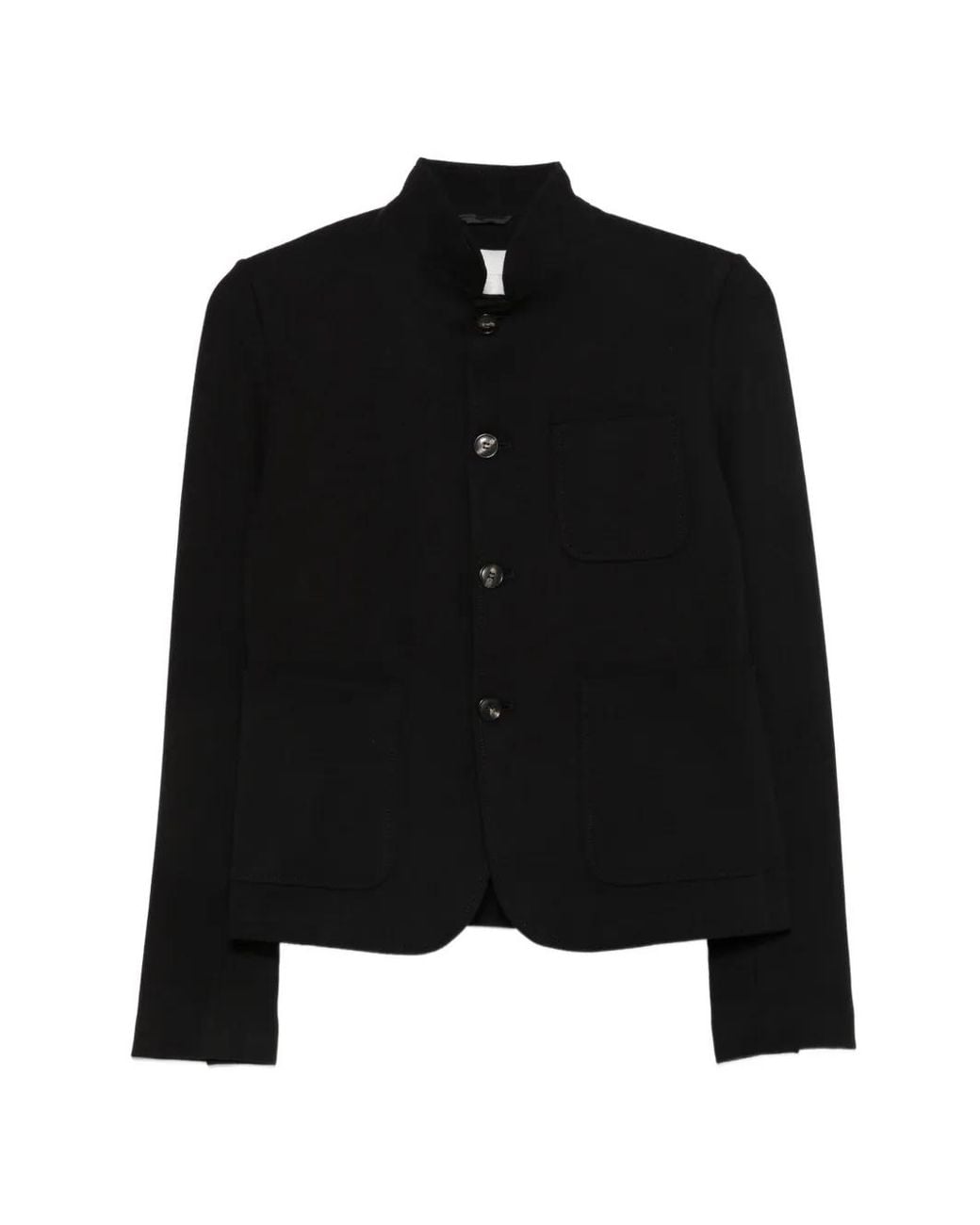 Circolo 1901 Black High-Neck Patch-Pocket Jacket