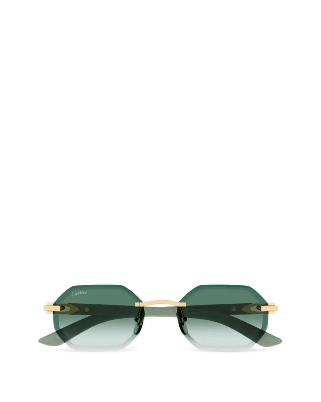 Cartier Green Geometric-Frame Rimless Sunglasses for men