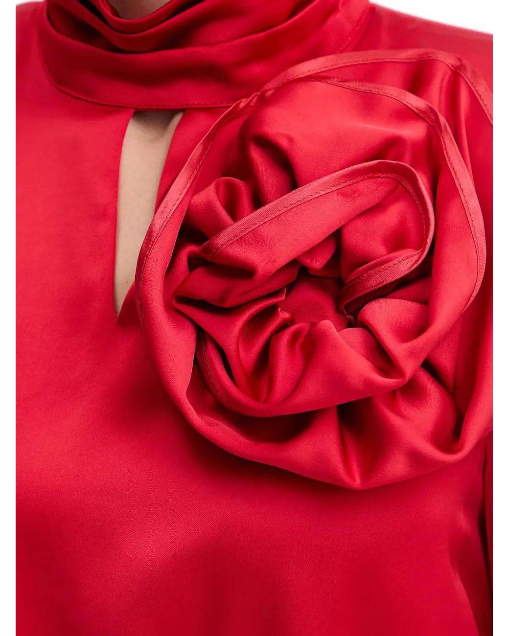 Fracomina Red Flower Kleid mit Stehkragen