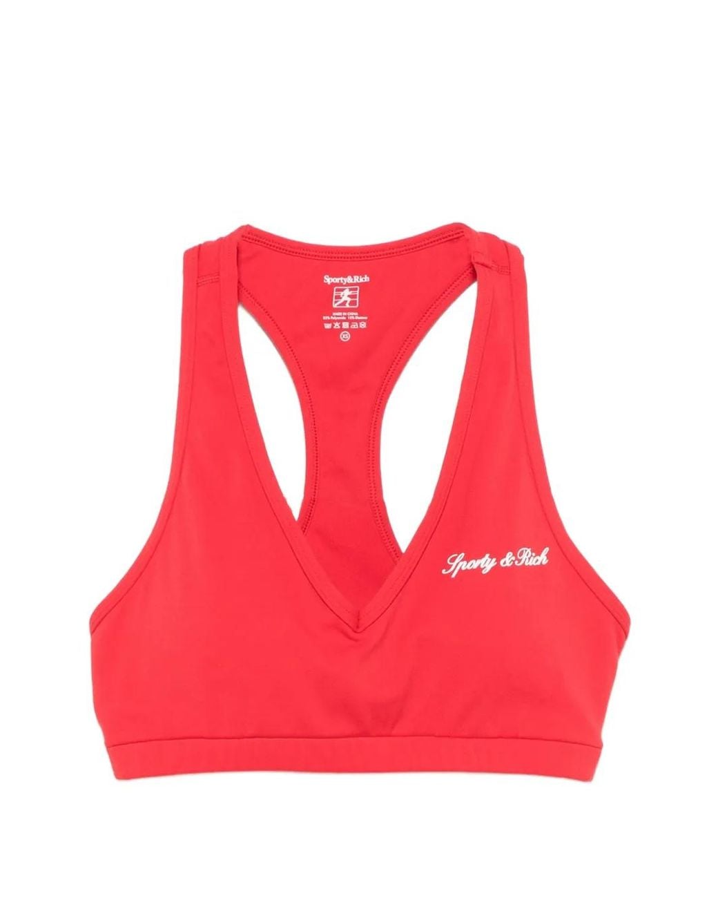 Sporty & Rich Red Logo-Print Racerback Sports Bra