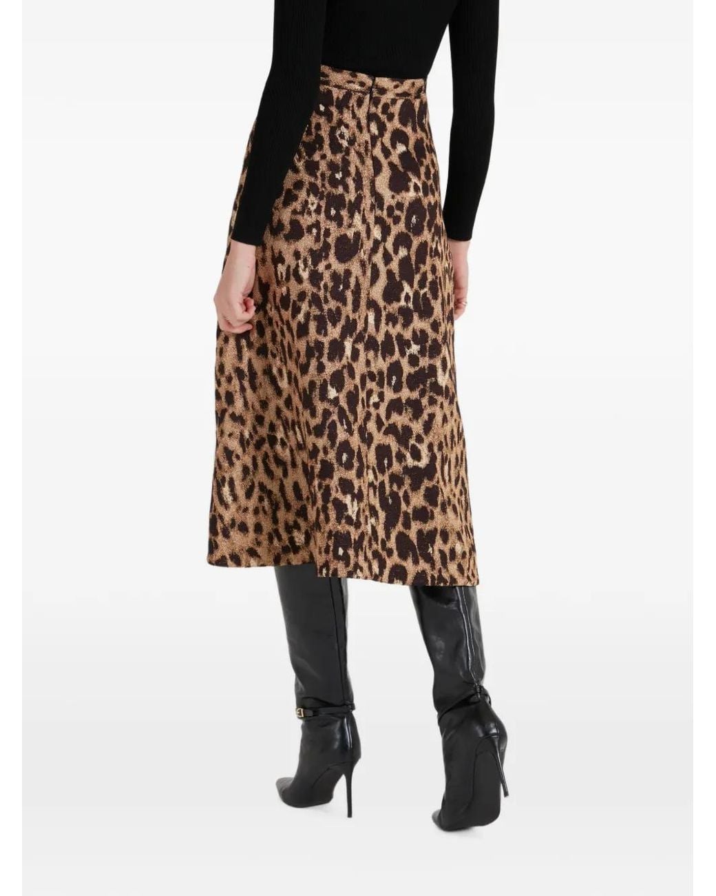 Temperley London Natural Amara Leopard-Print Midi Skirt