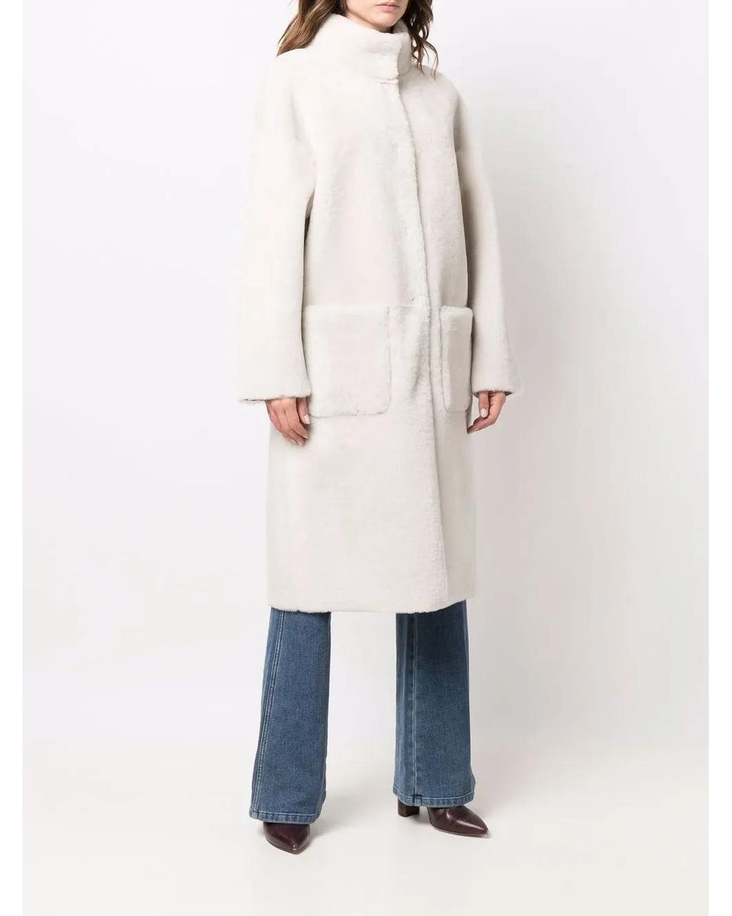 Liska White Reversible Shearling Coat