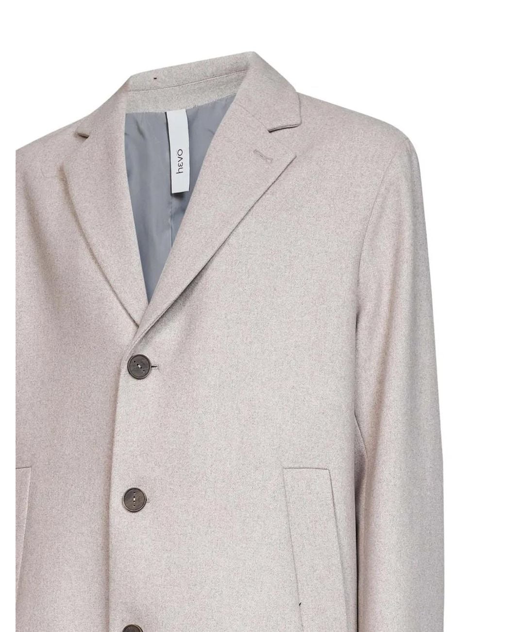 Hevò White Cassano Single-Breasted Wool-Blend Coat for men