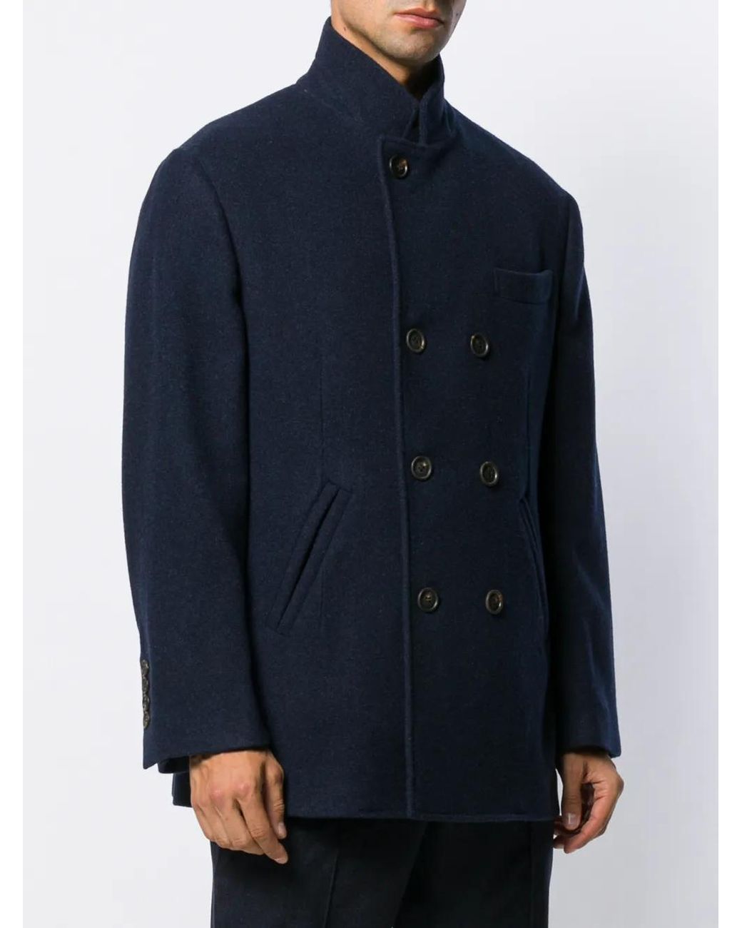 Brunello Cucinelli Blue Cashmere Coat for men