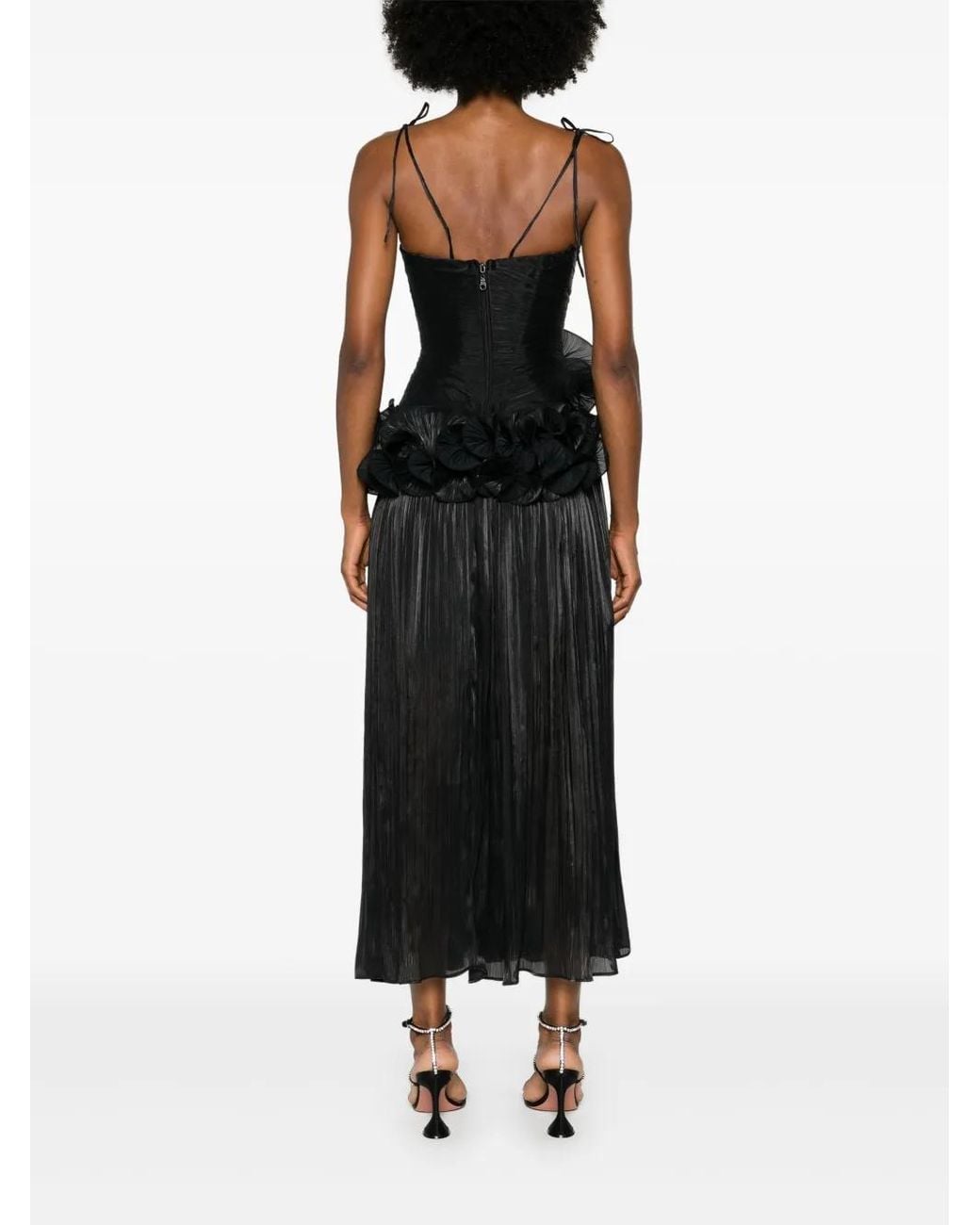 Ana Radu Black Ruffled Maxi Dress