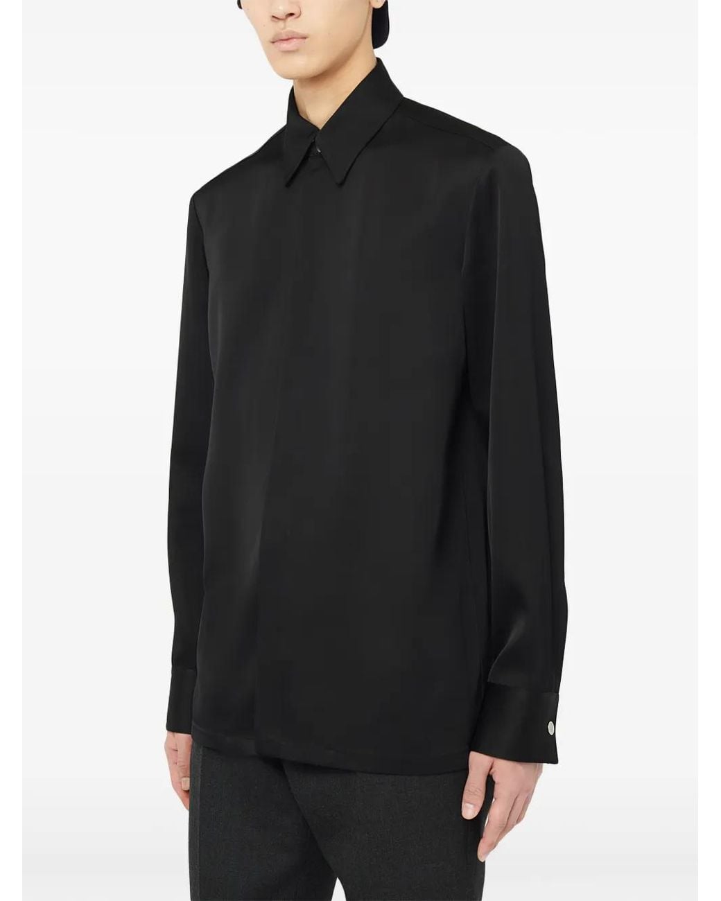 Jil Sander Black Concealed-Buttons Shirt for men