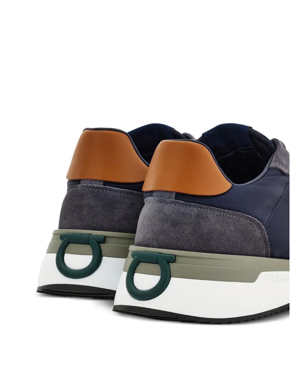 Ferragamo Blue Mixed Material Sneakers for men