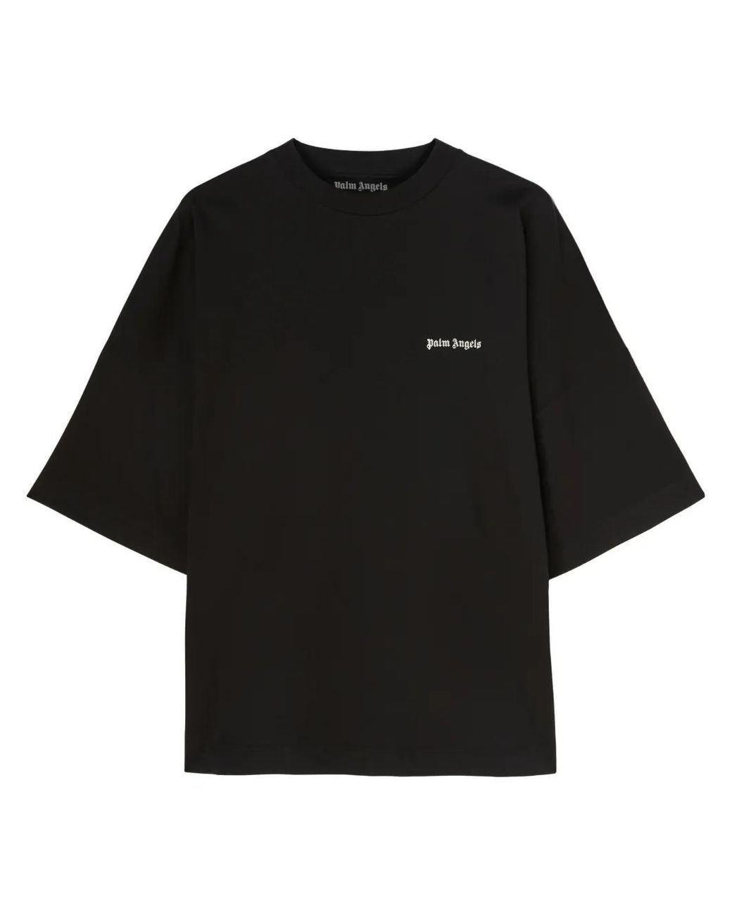 Palm Angels Black Logo-embroidered Cotton T-shirt for men