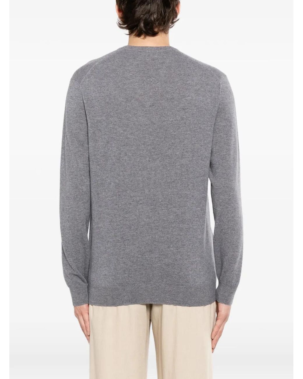 N.Peal Cashmere Gray Burlington V-Neck Jumper for men