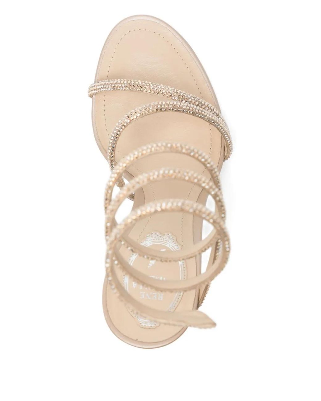 Rene Caovilla White 110Mm Crystal-Embellished Spiral-Wrap Sandals