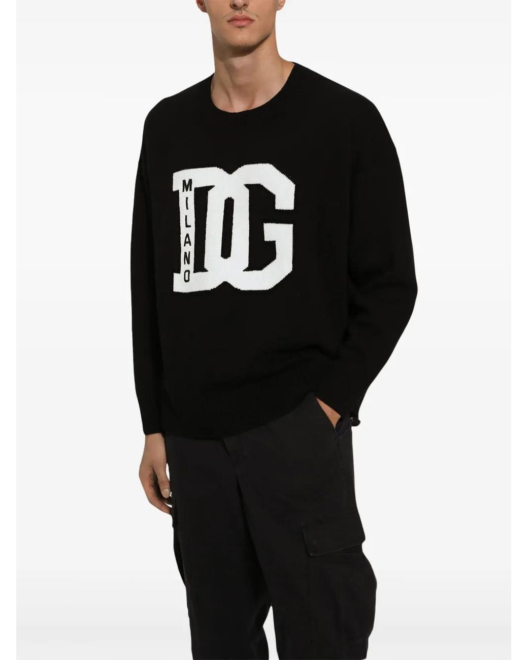 Dolce & Gabbana Black Logo Print Sweatshirt for men