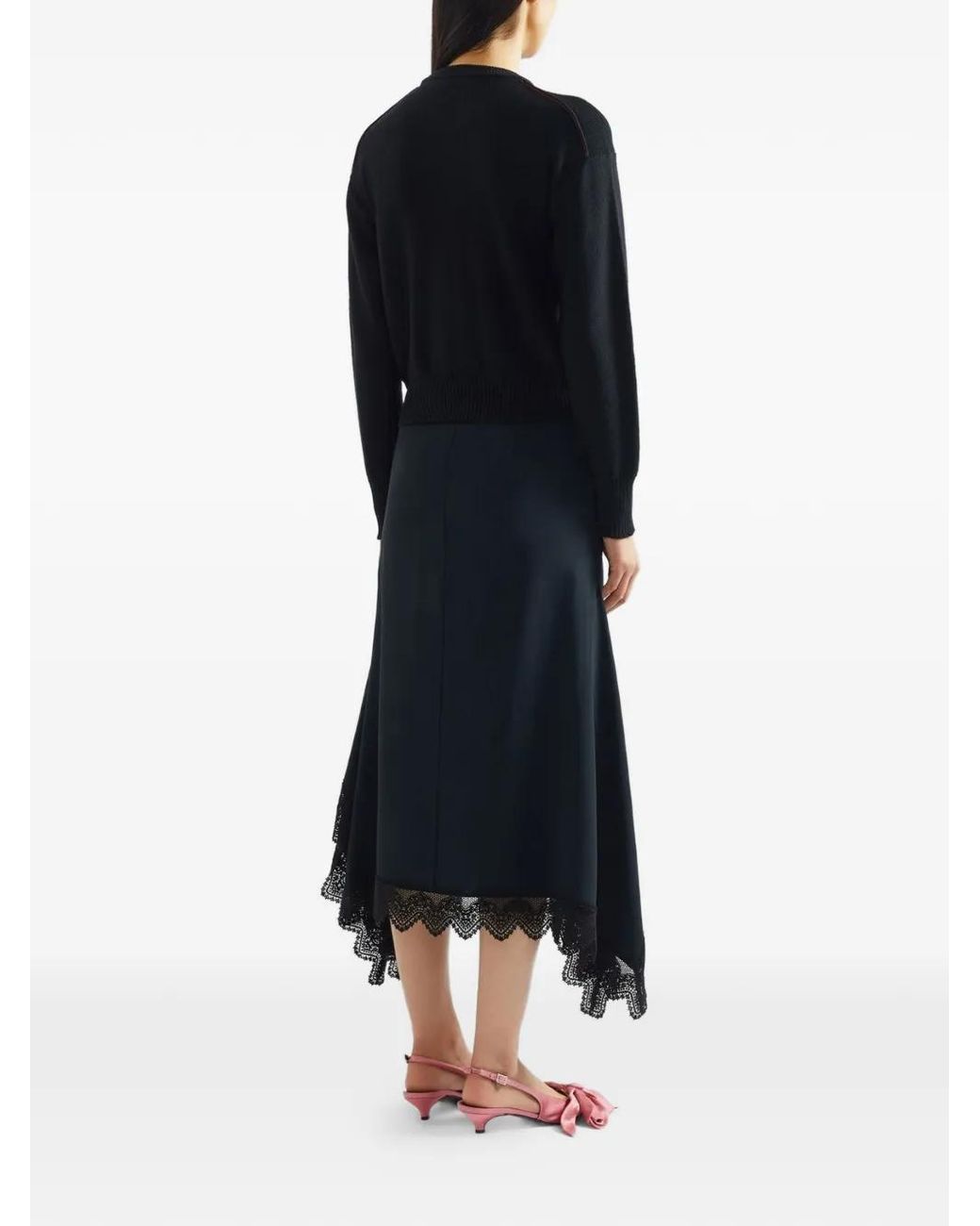 Erdem Black Floral-Intarsia Crew-Neck Sweater