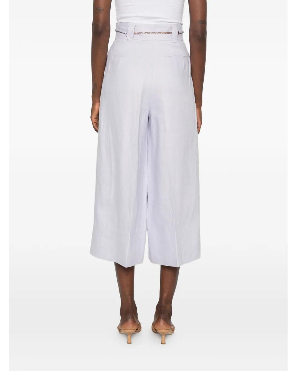 Zimmermann White Belted Cropped Trousers