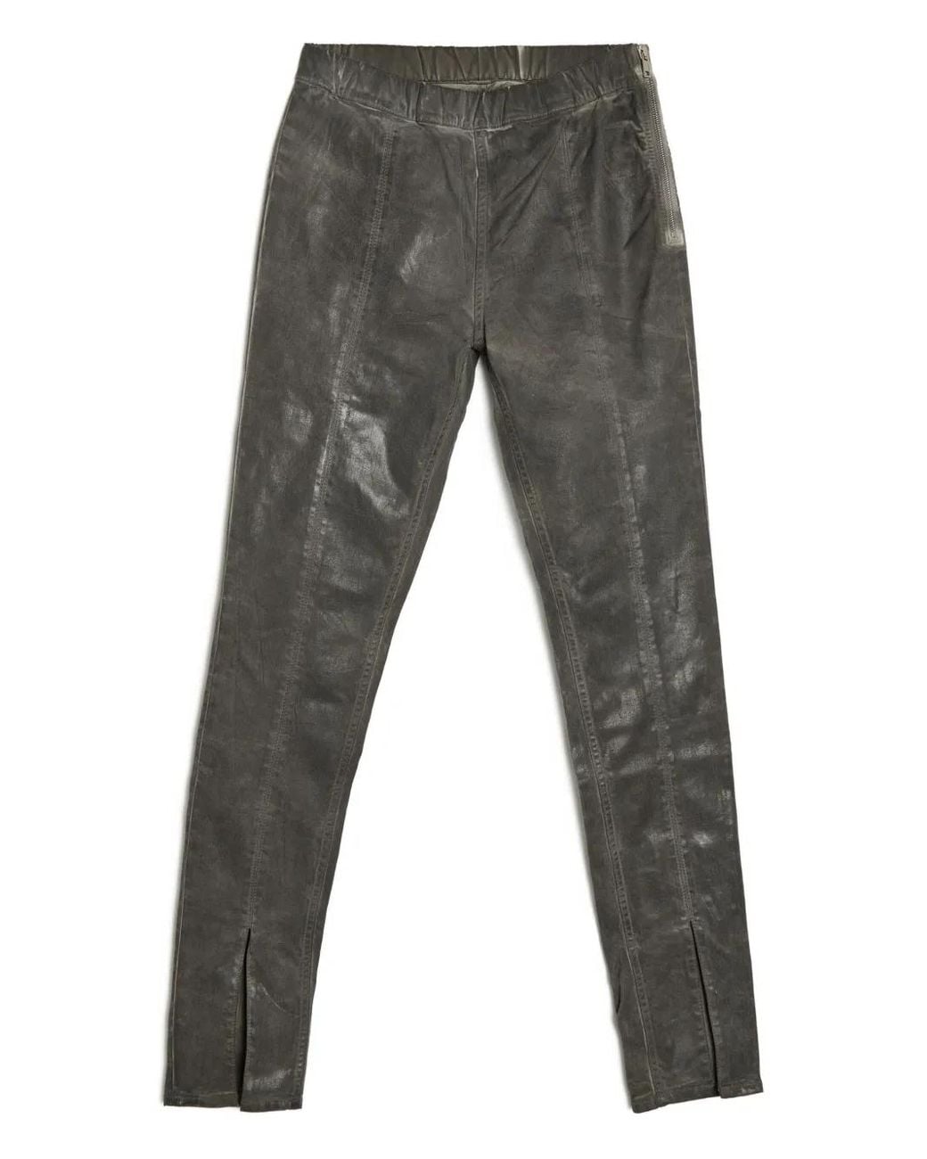 Rick Owens Gray Split-Hem Denim Leggings