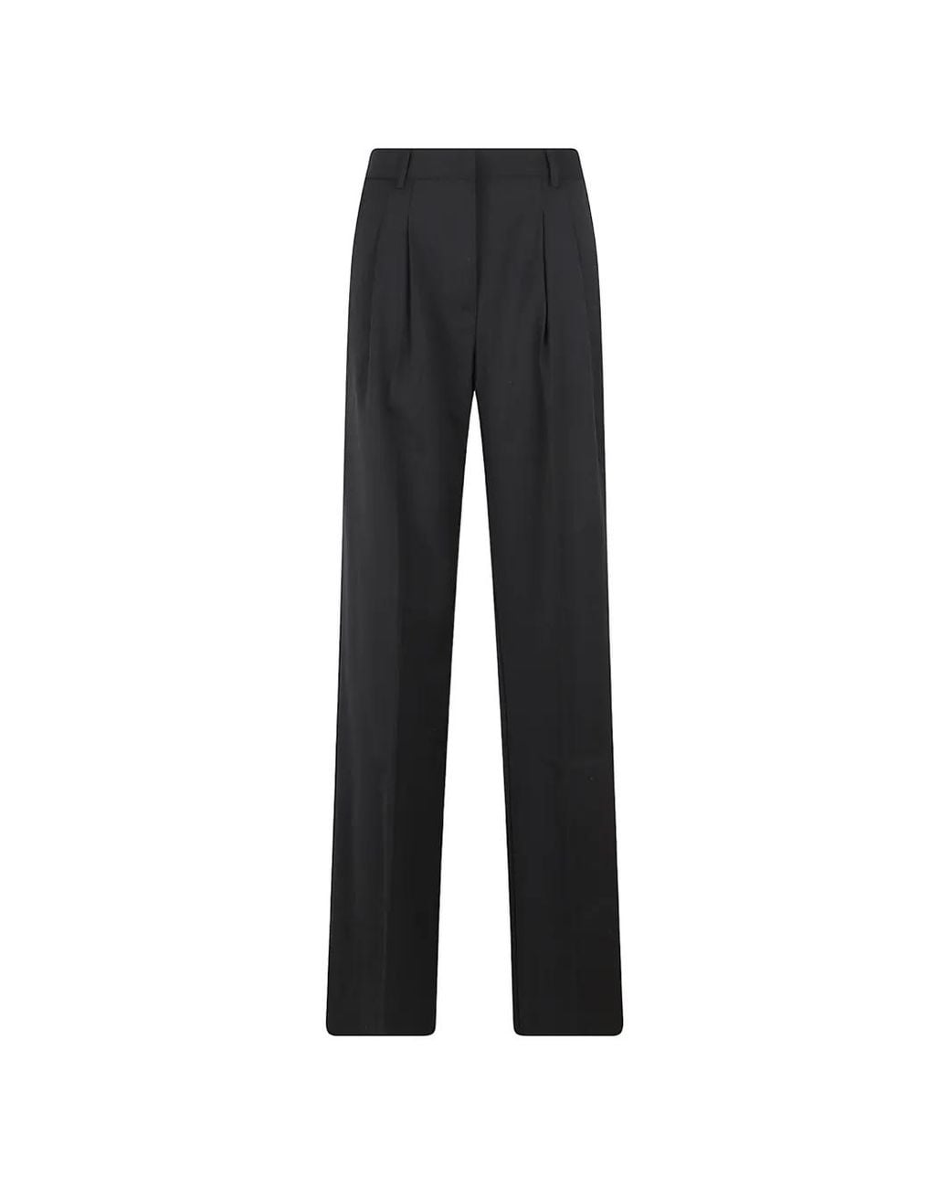 ANDAMANE Black Pleated Straight-Leg Trousers