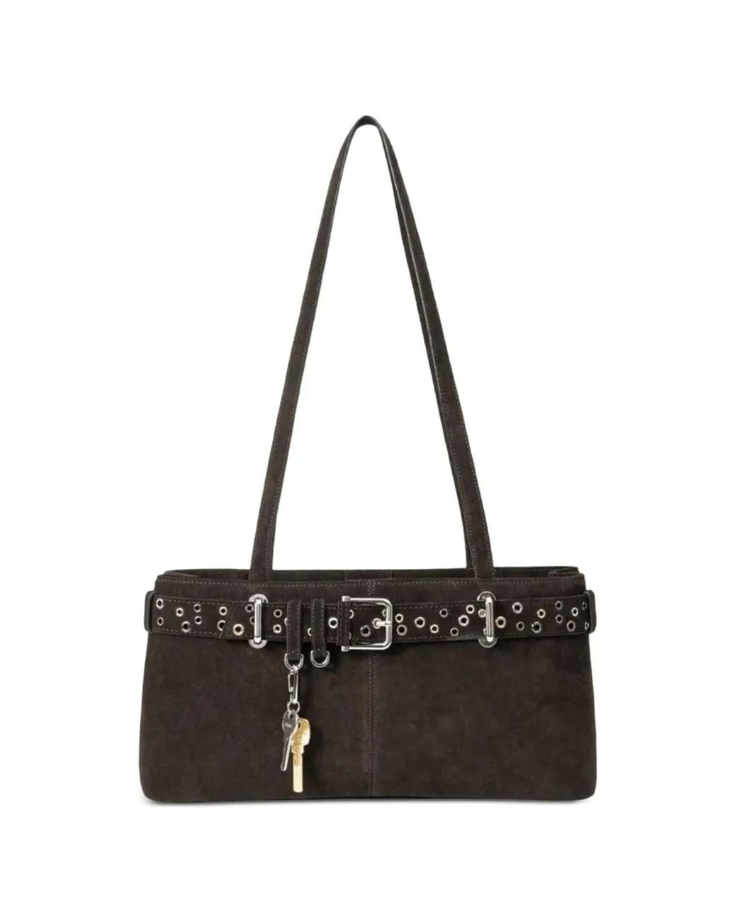 OSOI Black Brocle Eyelet-Embellished Buckled Shoulder Bag