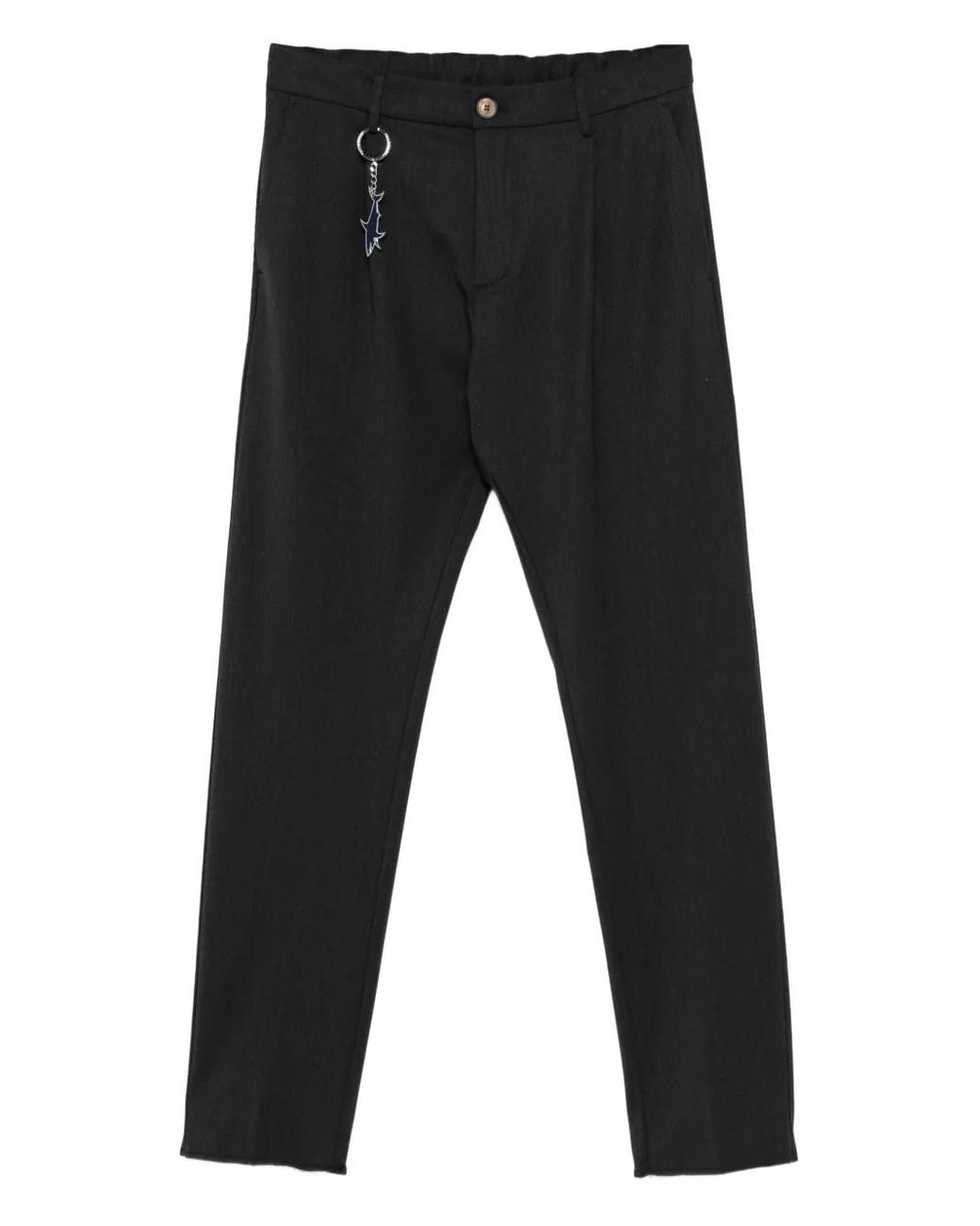 Paul & Shark Black Shark-Keychain Pleated Trousers for men