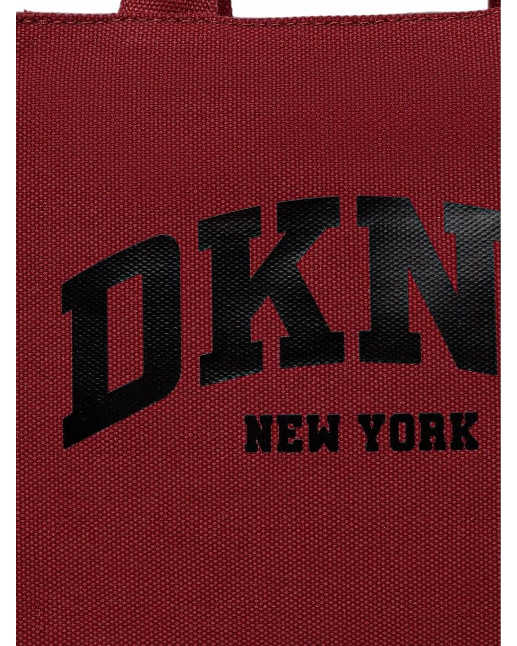 DKNY Red Medium Hadlee Logo-Print Tote Bag