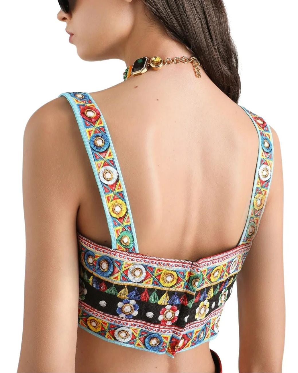 Dolce & Gabbana Gray Carretto-Print Cotton Top