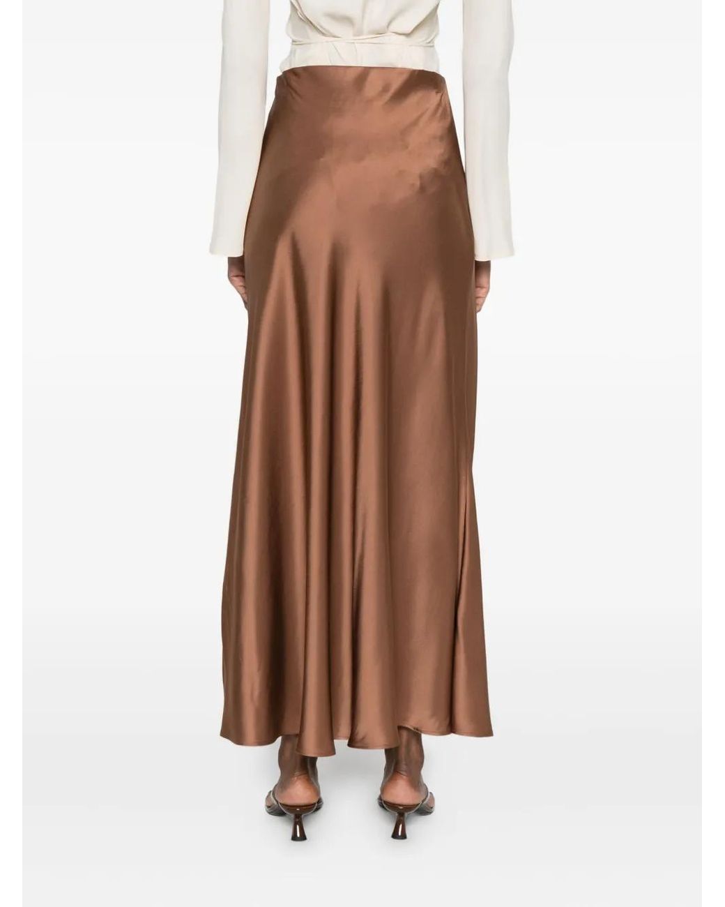 Ottod'Ame Brown Satin Bias-Cut Skirt