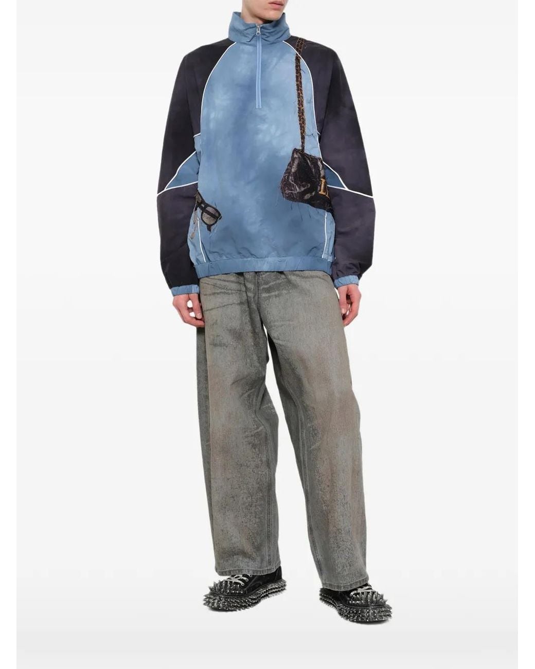 Doublet Blue Half-Zip Jacket for men