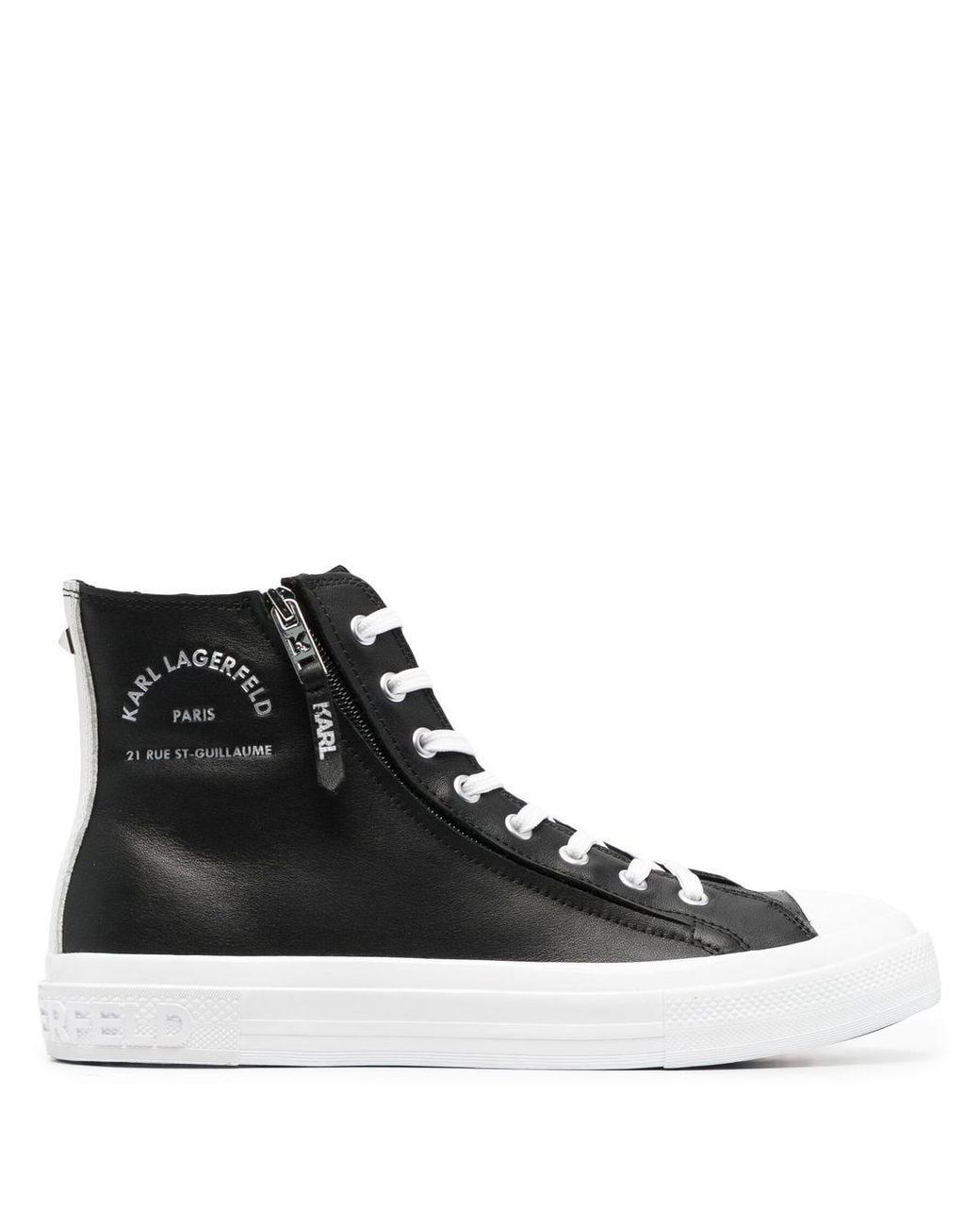 Karl Lagerfeld Side-zip High-top Sneakers in Black for Men | Lyst